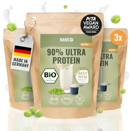HANS Brainfood Bio Erbsenprotein Pulver 90% fermentiert vegan neutral 3000g – Bild 1 von 2