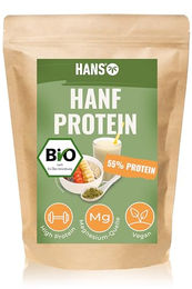 HANS Brainfood Bio Hanfprotein Pulver 1000g Vegan mit 55% Eiweiß – Bild 1 von 3
