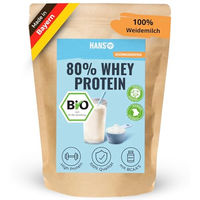 Produktbild von HANS Brainfood Bio Whey Protein Konzentrat 80% Neutral 1kg Pulver zuckerfrei