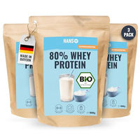Produktbild von HANS Brainfood Bio Whey Protein Konzentrat 80% Neutral 3x1kg zuckerfrei und ohne Zusatzstoffe