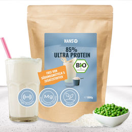 HANS Brainfood Ultra Protein Vegan Mehrkomponenten Protein Pulver Bio Neutral 85 Prozent Proteingehalt – Bild 1 von 1