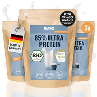 Produktbild von HANS Brainfood Veganes Mehrkomponenten-Proteinpulver Neutral Bio Zertifiziert mit 85% pflanzlichem Eiweiß aus Erbse, Reis und Hanf 3kg