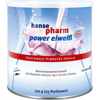 Produktbild von Hansepharm Power Eiweiss Plus mit L-Carnitin Himbeere-Vanille Pulver vegetarisch 750 g