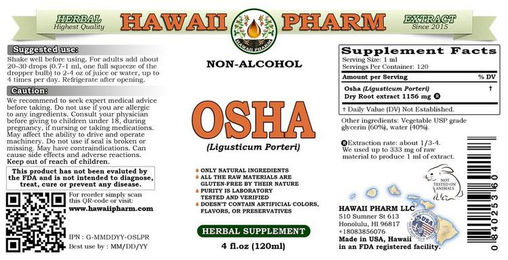 Hawaii Pharm Osha Ligusticum Porteri Alkoholfreier Flüssigextrakt Tropfen 60 ml vegan glutenfrei ohne Zusatzstoffe – Bild 1 von 5