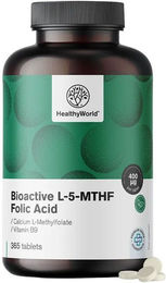 HealthyWorld Aktive Folsäure L-5-MTHF Tabletten für Schwangere und Stillende 365 Stück – Bild 1 von 1