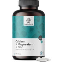 Produktbild von HealthyWorld Calcium Magnesium Zink Mineralstoff-Komplex mit Vitamin D3 und K2 Tabletten für Sportler