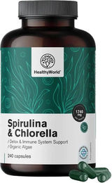 HealthyWorld Spirulina und Chlorella Superfood-Mischung Bio Vegan 240 Kapseln – Bild 1 von 1