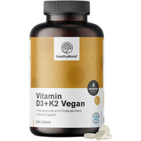 Produktbild von HealthyWorld Vitamin D3 und K2 Tabletten vegan und laktosefrei 240 Stück mit 4000 IE