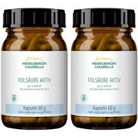 Produktbild von Heidelberger Chlorella Folsäure aktiv und Vitamin B12 aktiv Kapseln für Schwangere und Stillende 240 Kapseln