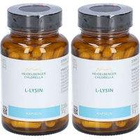 Produktbild von Heidelberger Chlorella L-Lysin Kapseln vegan ohne Zusatzstoffe glutenfrei und laktosefrei