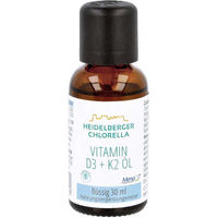 Produktbild von Heidelberger Chlorella Vitamin D3 + K2 Öl Tropfen, 20 µg / 800 I.E., vegetarisch, glutenfrei, 30 ml