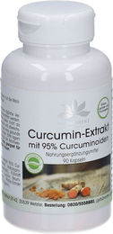 Herbadirekt Curcumin-Extrakt mit 95% Curcuminoiden in Kapseln, glutenfrei und laktosefrei, 90 Stück – Bild 1 von 1