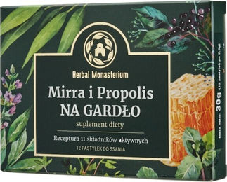 HERBAL MONASTERIUM Myrrhe und Propolis Lutschtabletten ohne Zusatzstoffe 12 Stück – Bild 1 von 2