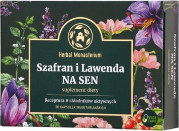 Herbal Monasterium Schlafunterstützung mit Safran, Lavendel, Ashwagandha, Zitronenmelisse und Melatonin ohne Zusatzstoffe 30 Kapseln – Bild 1 von 1