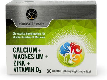 Herbal Therapy Mineralstoff-Komplex mit Kalzium 160 mg, Magnesium 150 mg, Zink 5 mg und Vitamin D3 in Tabletten – Bild 1 von 3