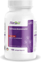 HerbBio Schwarzkümmelöl 1000 mg Kapseln laktosefrei und glutenfrei – Bild 1 von 1