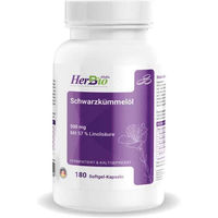Produktbild von HerbBio Schwarzkümmelöl 500 mg Kapseln, 180 Stück, glutenfrei und laktosefrei