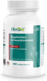 HerbBio Schwarzkümmelöl Kapseln vegan glutenfrei und laktosefrei – Bild 1 von 3