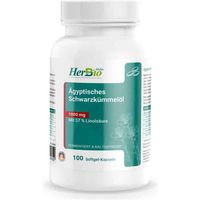 Produktbild von HerbBio Schwarzkümmelöl Kapseln vegan glutenfrei und laktosefrei