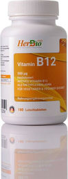 HerbBio Vitamin B12 500 mcg Lutschtabletten vegan zuckerfrei laktosefrei glutenfrei 180 Stück – Bild 1 von 2
