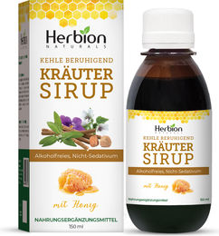 Herbion Naturals Halssirup mit Honig und Kräuter-Komplex, alkoholfrei und glutenfrei, 148 ml – Bild 1 von 2