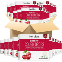 Produktbild von Herbion Naturals Hustenbonbons mit Kräuter-Komplex und Kirschgeschmack, glutenfrei und ohne Zusatzstoffe, 48 Lutschtabletten