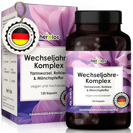 HERBIOS Wechseljahre Komplex Kräuter-Komplex mit Yamswurzel, Rotklee und Mönchspfeffer Vegan Kapseln – Bild 1 von 5