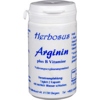 Produktbild von Herbosus Arginin Plus mit B-Komplex L-Arginin Kapseln vegan ohne Zusatzstoffe 60 Stück