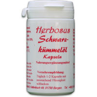 Produktbild von Herbosus Schwarzkümmelöl-Kapseln mit Vitamin E und Biotin glutenfrei und laktosefrei