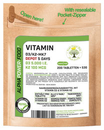 Herby Family Vitamin D3 + K2 MK7 hochdosiert 5000 IE Tabletten 200 Stück – Bild 1 von 2