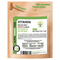 Produktbild von Herby Family Vitamin D3 + K2 MK7 hochdosiert 5000 IE Tabletten 200 Stück