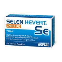 Produktbild von Hevert Selen Tabletten mit 200 Mikrogramm Natriumselenit vegan glutenfrei laktosefrei für Erwachsene 100 Stück