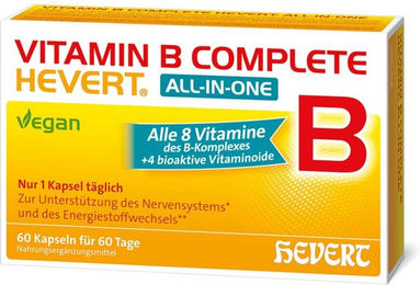 Hevert Vitamin B Complete B-Komplex Kapseln vegan laktosefrei zuckerfrei glutenfrei 60 Stück – Bild 1 von 1
