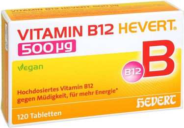 Hevert Vitamin B12 500 µg Tabletten 120 Stück vegan zuckerfrei laktosefrei glutenfrei – Bild 1 von 1