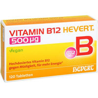 Produktbild von Hevert Vitamin B12 500 µg Tabletten 120 Stück vegan zuckerfrei laktosefrei glutenfrei
