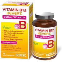 Produktbild von Hevert Vitamin B12 Duo Aktiv Lutschtabletten 500 µg für Erwachsene und Heranwachsende 180 Stück
