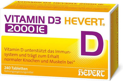 Hevert Vitamin D3 2000 I.E. Tabletten vegetarisch laktosefrei glutenfrei 240 Stück – Bild 1 von 1