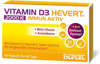 Hevert Vitamin D3 2000 IE Kapseln vegetarisch zuckerfrei laktosefrei glutenfrei – Bild 1 von 1