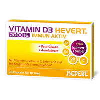 Produktbild von Hevert Vitamin D3 Immun Aktiv 2000 IE Kapseln 30 Stück vegetarisch zuckerfrei laktosefrei glutenfrei