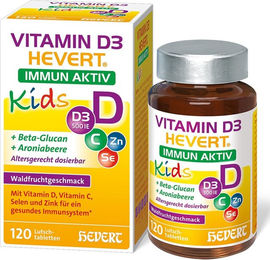 Hevert Vitamin D3 Immun Aktiv Kids Lutschtabletten vegan zuckerfrei glutenfrei laktosefrei – Bild 1 von 2