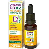 Produktbild von Hevert Vitamin D3 K2 Bioaktiv Öl vegan glutenfrei laktosefrei 20 ml