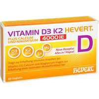 Produktbild von Hevert Vitamin D3 K2 mit Calcium und Magnesium 4000 IE Kapseln 60 Stück vegetarisch laktosefrei glutenfrei