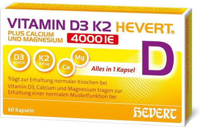 Hevert Vitamin D3 K2 mit Calcium und Magnesium 4000 IE Kapseln – Bild 1 von 1