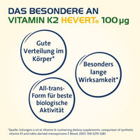 Produktbild von Hevert Vitamin K2 MK-7 100 µg Kapseln 120 Stück vegan laktosefrei glutenfrei zuckerfrei ohne Gelatine