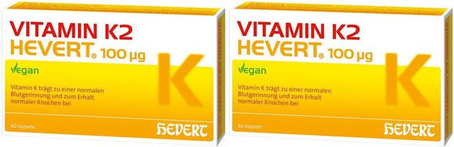 Hevert Vitamin K2 MK-7 100 µg Kapseln vegan laktosefrei glutenfrei ohne Zusatzstoffe 60 Stück – Bild 1 von 1