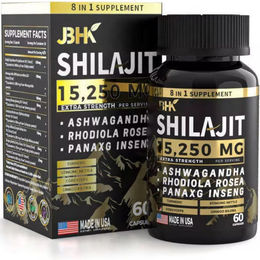 Himalayan Shilajit 8 in 1 mit Ashwagandha, Taurin, Ginseng, Cordyceps, Ginkgo Biloba, Curcuma und Urtica Dioica 15250 mg 60 Kapseln – Bild 1 von 3