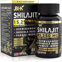 Produktbild von Himalayan Shilajit 8 in 1 mit Ashwagandha, Taurin, Ginseng, Cordyceps, Ginkgo Biloba, Curcuma und Urtica Dioica 15250 mg 60 Kapseln