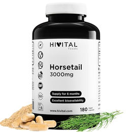 HIVITAL Ackerschachtelhalm Extrakt mit Kieselerde 3000 mg 180 vegane Kapseln – Bild 1 von 2