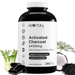 HIVITAL Aktivkohle 2400 mg mit Fenchel und grünem Anis, 240 vegane Kapseln – Bild 1 von 3