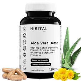 Hivital Aloe Vera Detox Kräuter-Komplex mit Flohsamenschalen, 120 vegane Kapseln, glutenfrei, laktosefrei und zuckerfrei – Bild 1 von 2
